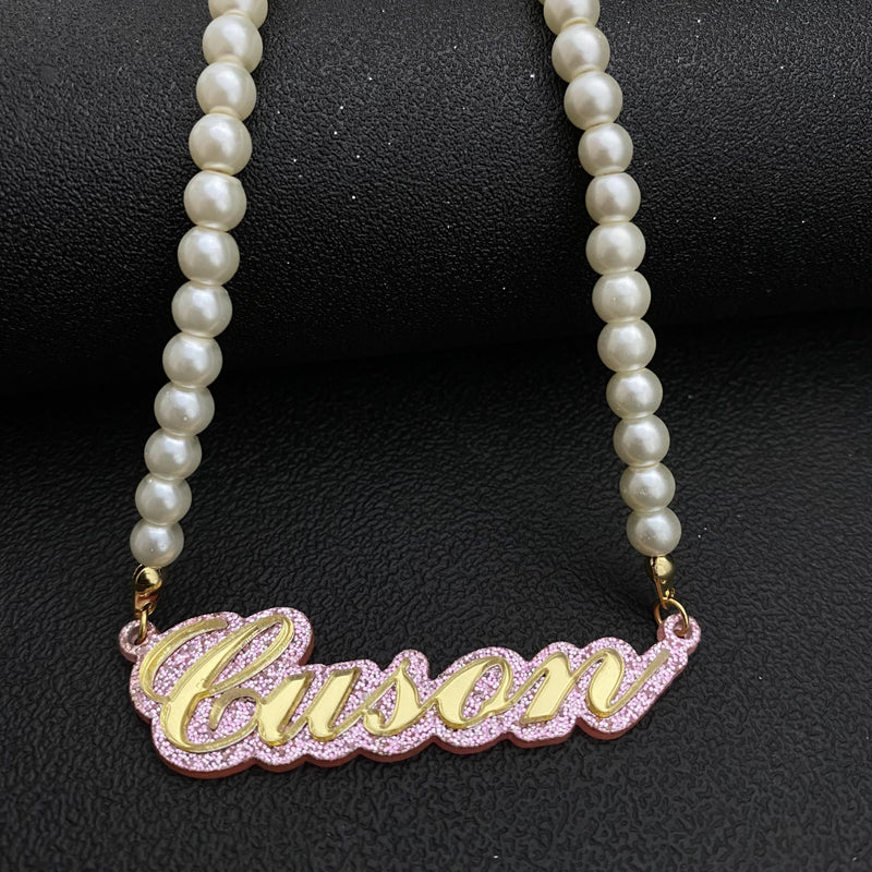 Personalized Acrylic Name Necklace for Baby Women Men Children