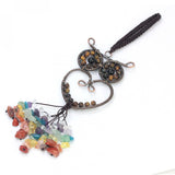 KFT Natural Stone Car Hanging Amulet 7 Chakra Chips Owl Shape