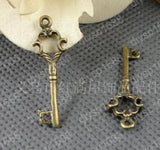 100pcs Bronze Key Shape Charms Pendants for Jewelry DIY