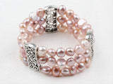 Purple Freshwater Pearl Beaded Bangle Bracelet