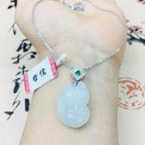 Burmese Ajadeite Pixou Pendant with 925 Sterling Silver Necklace