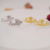 Personalized Name Stud Earrings, Customized Gift for Women