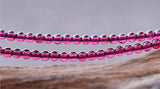 4A Rhodolite Garnet Beads 3.5-5mm Rose Red Smooth Round 15" Strand