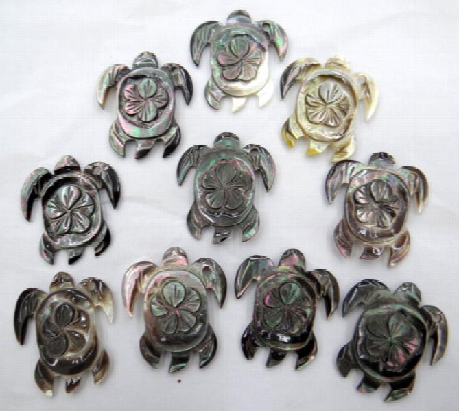 Quartz Crystal Abalone Shell Tortoise Pendant for DIY Jewelry Making