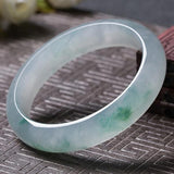 Natural Burmese Green Flower Jadeite Bracelet 54mm-64mm Princess Jewelry Gift
