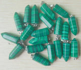 20pcs/lot Hot Malachite Stone Hexagonal Point Pendants Charms Teardrop