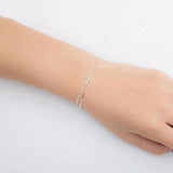 925 Sterling Silver Double Round Beads Bracelet Snake Bone Chain