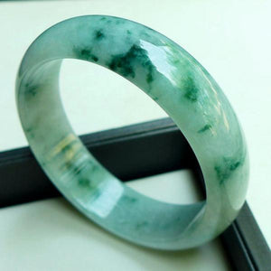 Natural Light Flower Burmese Jadeite 54mm-64mm Bracelet Princess Jewelry Gift