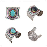 Tibetan Silver Bohemian Big Bangles Oval Cuff Bracelet