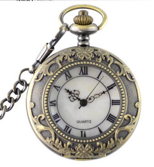 BRONZE Pocket Watch Roman Numerals Necklace Pocket & FOB Watches Chain