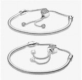 925 Silver Heart Clasp Star Slider Bracelet