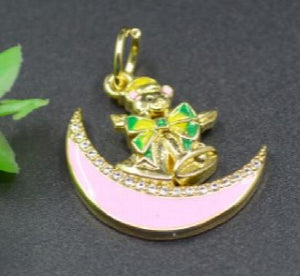 Plated Nickel Bear Moon Christmas Charms Pendant DIY Earrings