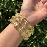 Fengbaowu Lemon Citrine Bracelet Cube Beads Crystal Healing Stone Jewelry