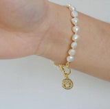 Baroque Freshwater Pearl Bracelet Plated, OT Buckle