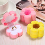 Velvet Pink Plum Blossom Jewelry Box Ring Earrings Necklaces Gift Case