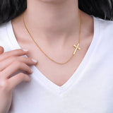 Sideways Cross Necklace-Personalized Cross Necklace-Stainless Steel Cross