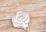 30pcs Camellia Oil Drop Enamel Rhinestone Pendant for DIY Jewelry Making