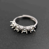 4MM Rose Silver Round CZ Stones Prong Setting 925 Sterling Silver Ring Setting