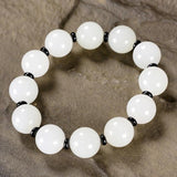 Natural Hetian Jade Round Bead Bracelet for Men and Women
