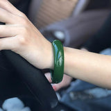 Zheru Jewelry Hetian Jade Green Bracelet 54-64mm Gift for Mother and Girlfriend