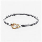 Galaxy Robot Heart Pan Bracelet 925 Silver Charm Valentines Gift