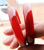 Natural Jade Agate Bangle Bracelet Charm Hand-Carved Round Bangle