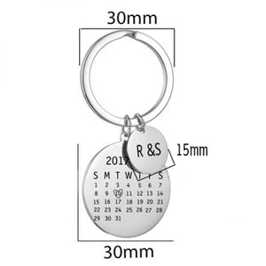 Engrave Data Photo Initials Calendar Keychain Anniversary Gift