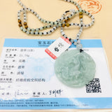 Natural Emerald Jade Dragon Zodiac Pendant Necklace