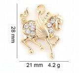 20PCS 21x28mm Rhinestones Horse Pendant Hang Charms For Floating Locket