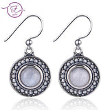925 Silver Moonstone Retro Dot Earrings Party Wedding