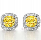 Princess Synthetic Stone Earrings for Women Wedding Engagement Solid Silver