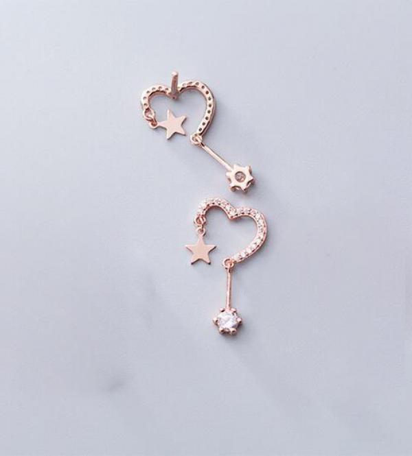 Women's Silver Zircon Star Tassel Long Earrings