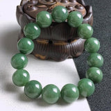 Burmese Jadeite Dark Green Round Bead Bracelet for Men & Women