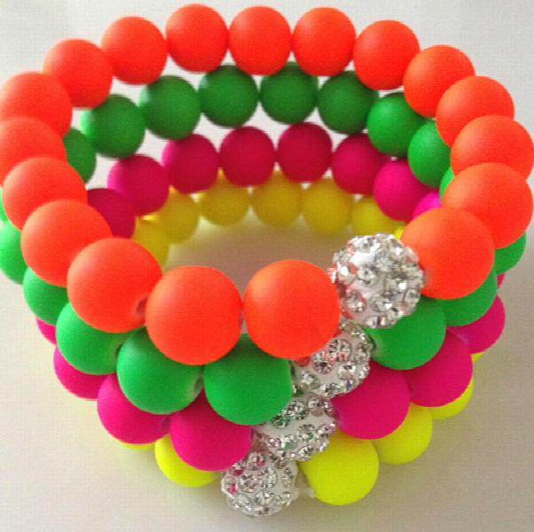 12 Piece u434 Fluorescence Candy Beads Bracelet Ball Stretch Bracelets
