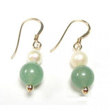 Pearl Green Jade 14KGF Hook Earrings Wedding Party Gift