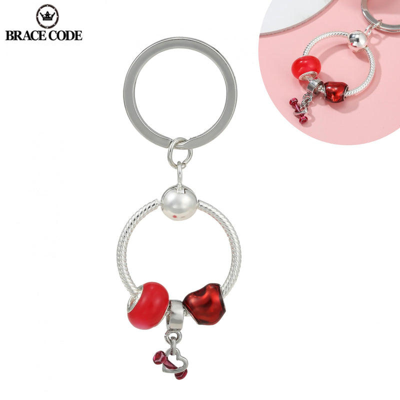 Red Charm Dumbbell & Peach Heart Charm, Fitness Accessories, DIY Key Chain