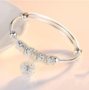925 Sterling Silver Charm Stone Bangle Cuff Bracelet for Women
