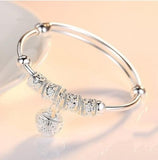 925 Sterling Silver Charm Stone Bangle Cuff Bracelet for Women
