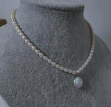 Natural Coin Pearl Necklace For Women, Freshwater Pearl Chocker Necklace