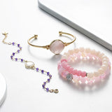 BOJIU Rose Pink Purple Crystal Bracelet For Women Bracelets Bangles