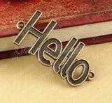 40 pcs/lot Antique Bronze Plated Hello Connections Charms Pendants
