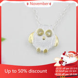 925 Silver Owl Pendant Necklace for Women