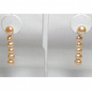 AA Pink Freshwater Pearl Silver Stud Long Dangle Earrings