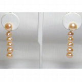 AA Pink Freshwater Pearl Silver Stud Long Dangle Earrings