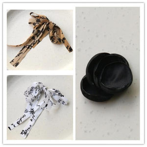 30pcs Flowers Print Chiffon Bow-Knot Ribbon for DIY Earrings