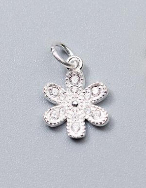 925 Silver Flower Dangle Charms 13x10mm Pendants for Women Jewelry Making DIY