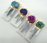 Natural Quartz Turquoise Titanium Crystal Pendant for DIY Jewelry Making