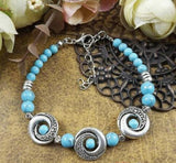 Tibetan Silver Alloy Round Beads Amulet Bracelet