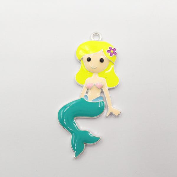 10pcs Enamel Mermaid Pendants for Chunky Kids Necklace Making