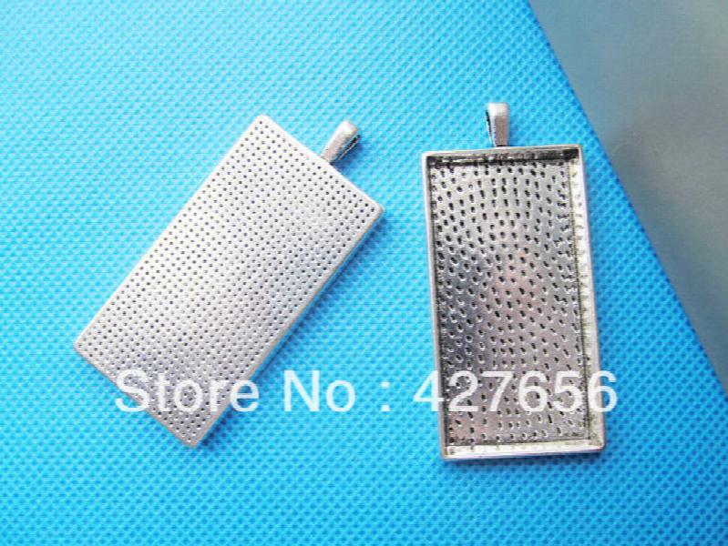 20pcs Antique Silver Rectangle Frame Setting Tray Pendant Charm DIY